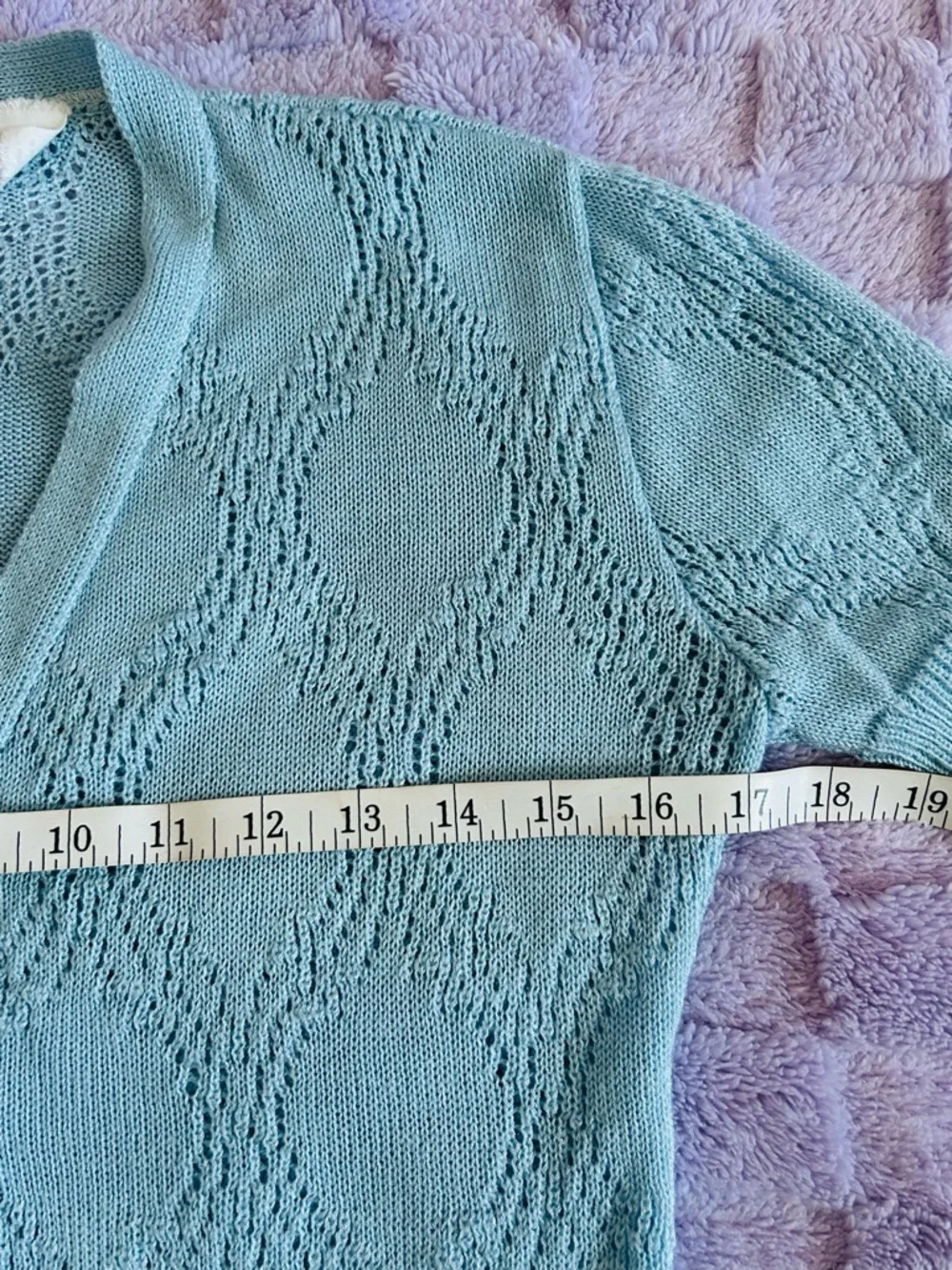 Vintage Saks Fifth Avenue Light Blue Short Sleeved Cardigan Size Small - Picture 6 of 7